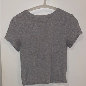 aerie Heather Gray Cropped Short Sleeve Tee